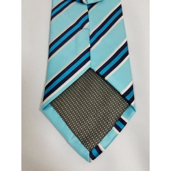Covington Mens Necktie blue diagonal stripe Handmade Blue Striped Tie - Picture 4 of 6
